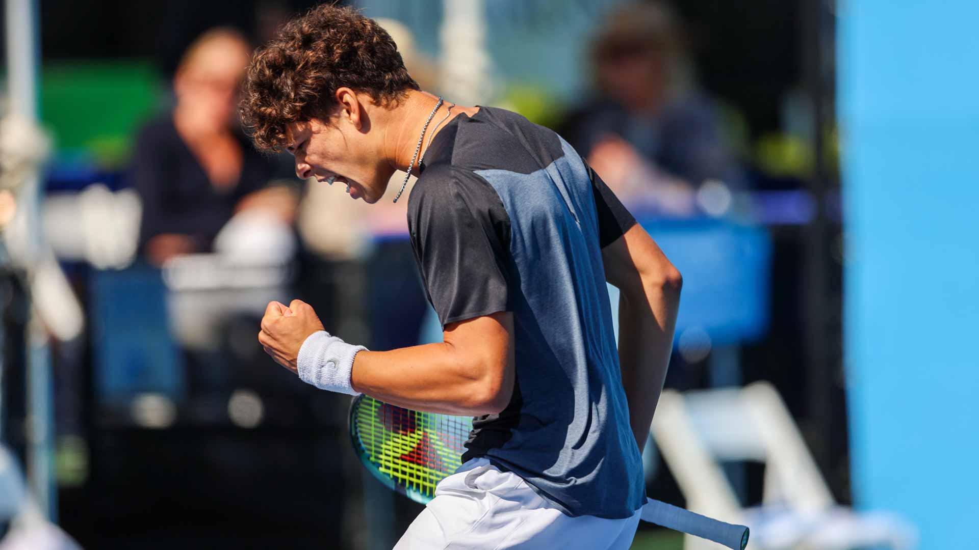 Ben Shelton during the 2022 Tiburon Challenger final.