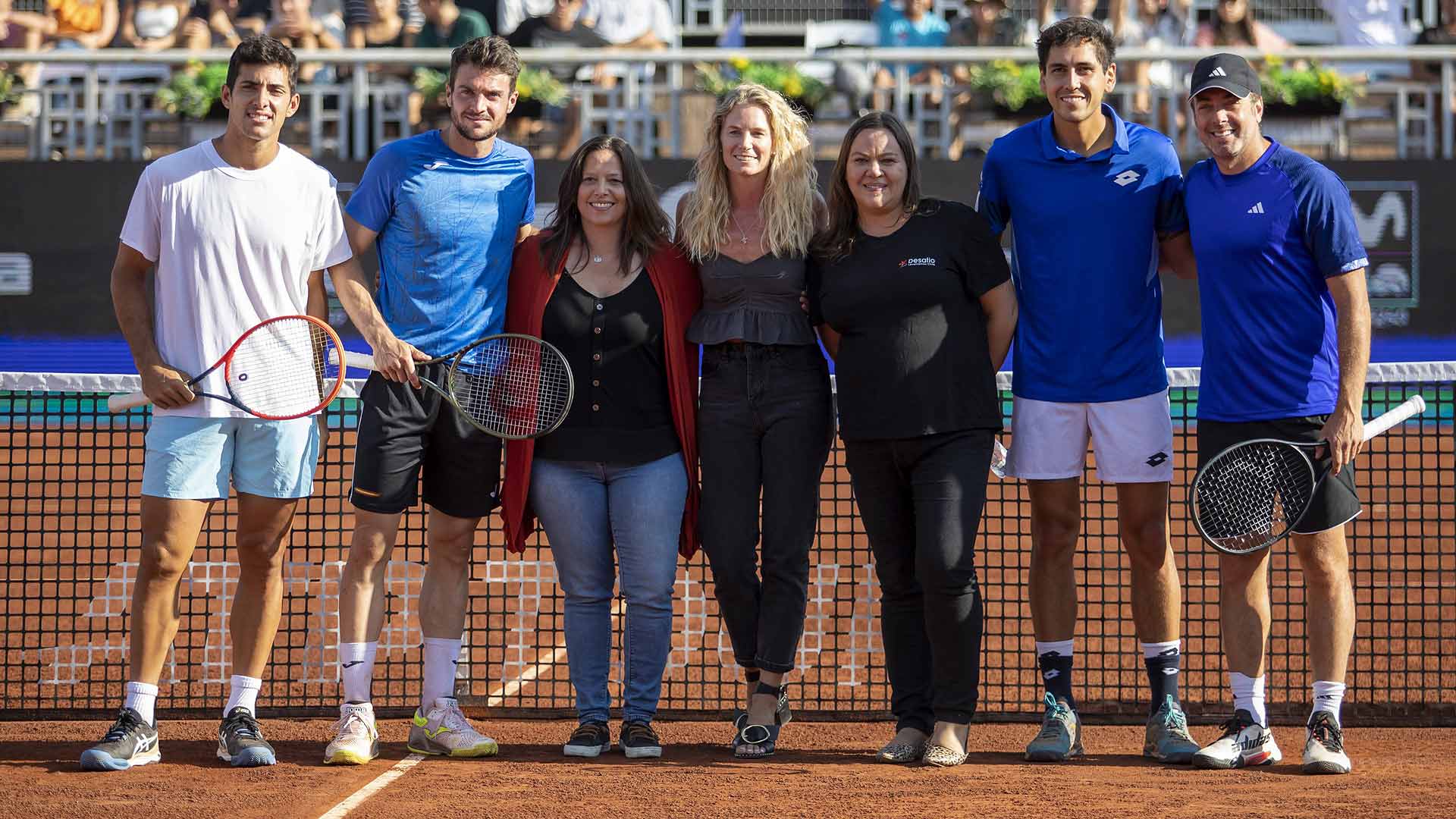 Cristian Garin, Pedro Martinez, Alejandro Tabilo and Nicolas Massu play an exhibition in support of those affected by the wildfires in Santiago.