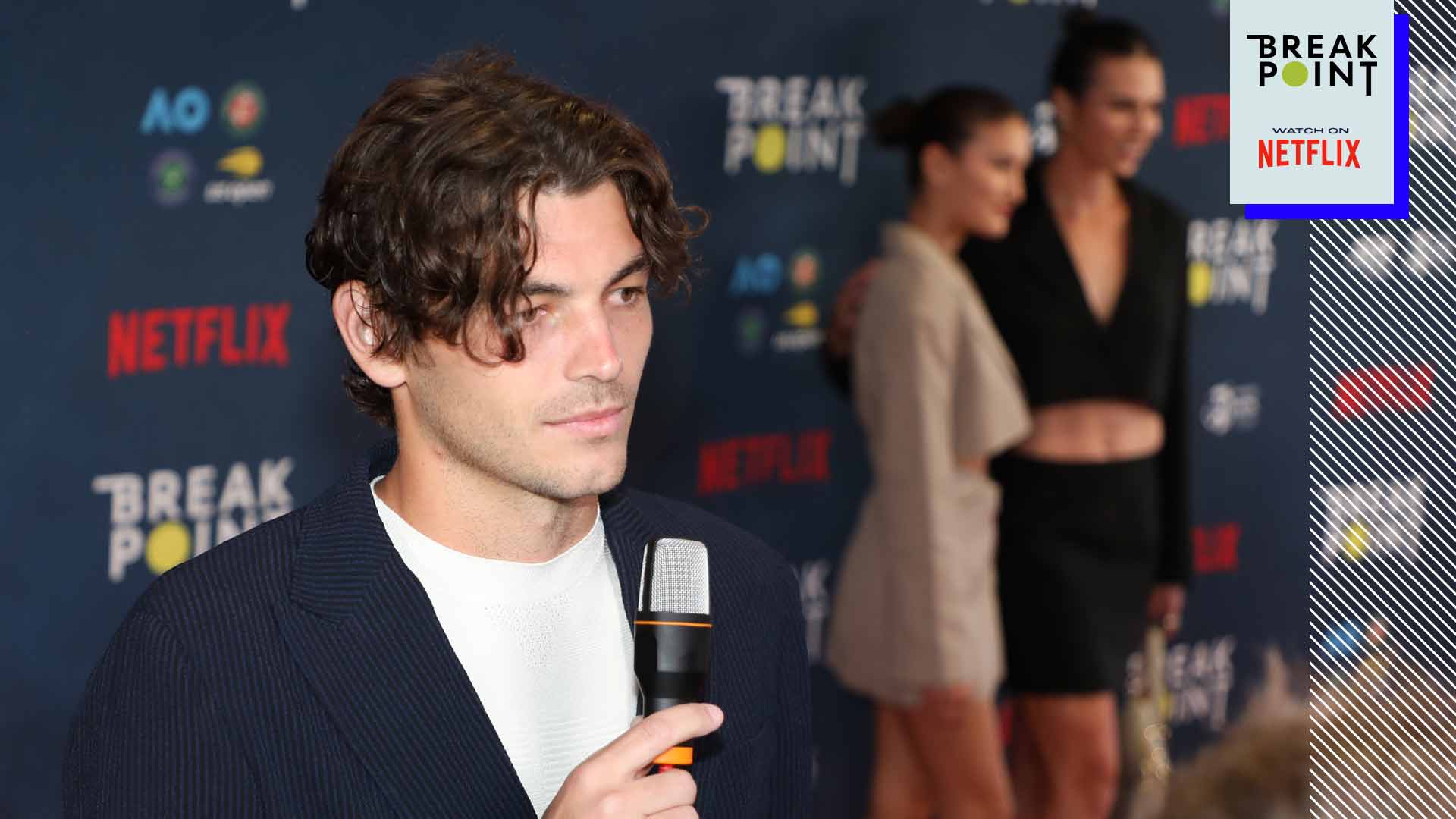 Taylor Fritz and Ajla Tomljanovic (far right) are among the stars of Netflix's Break Point.