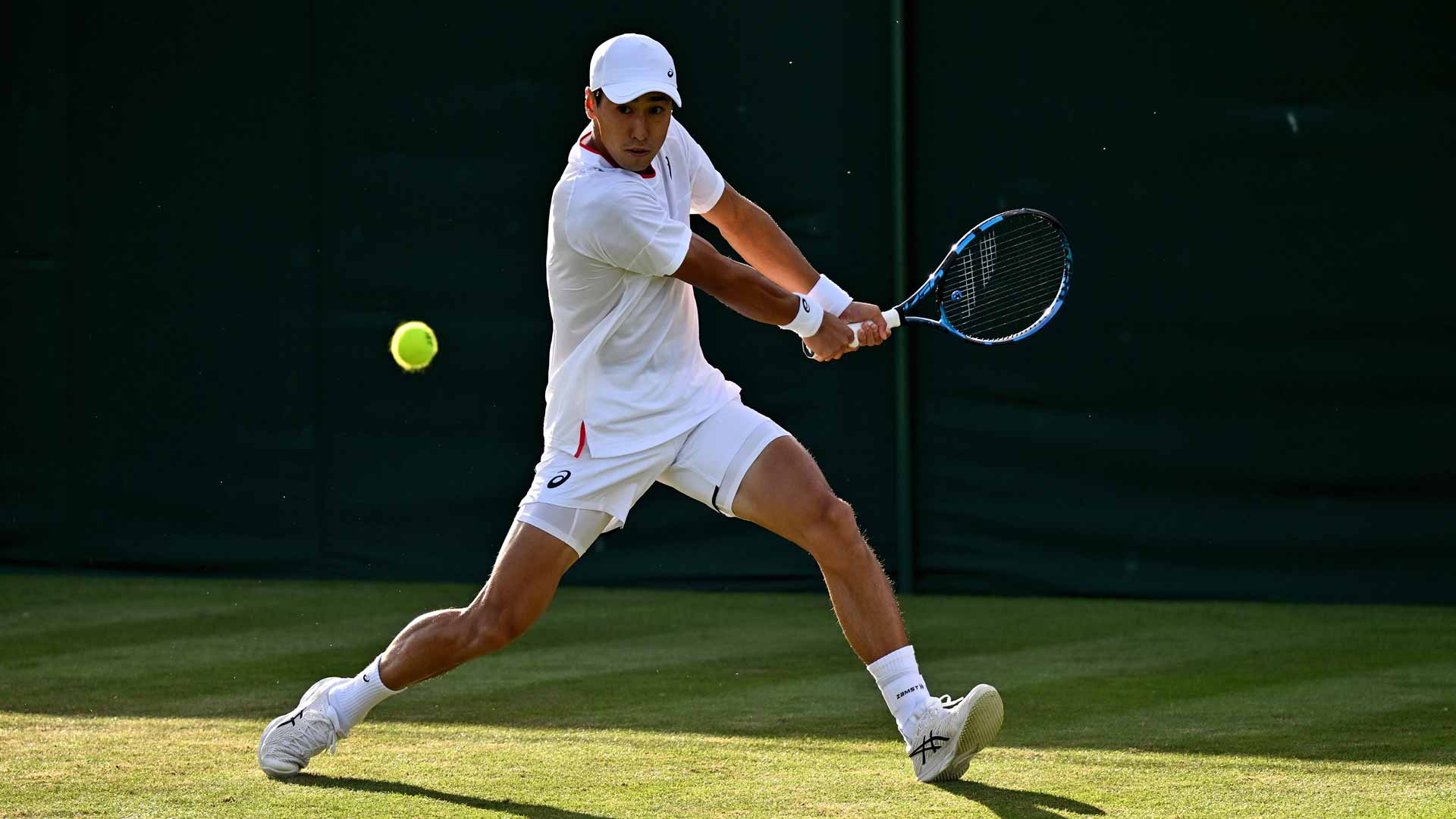 Yosuke Watanuki claims his first Wimbledon main-draw victory.