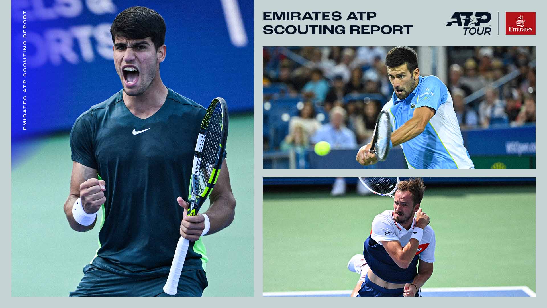 Carlos Alcaraz, Novak Djokovic y Daniil Medvedev juegan el US Open.