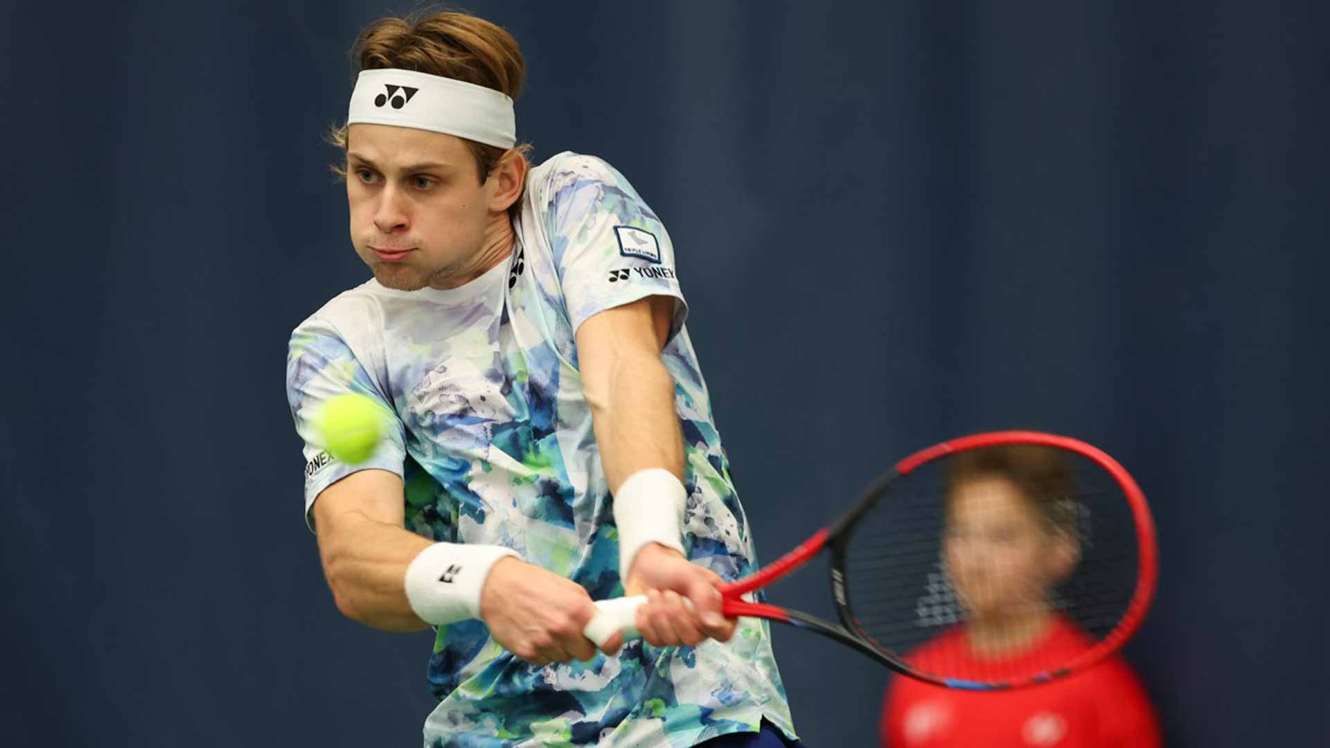 Zizou Bergs in action at the Calgary Challenger.