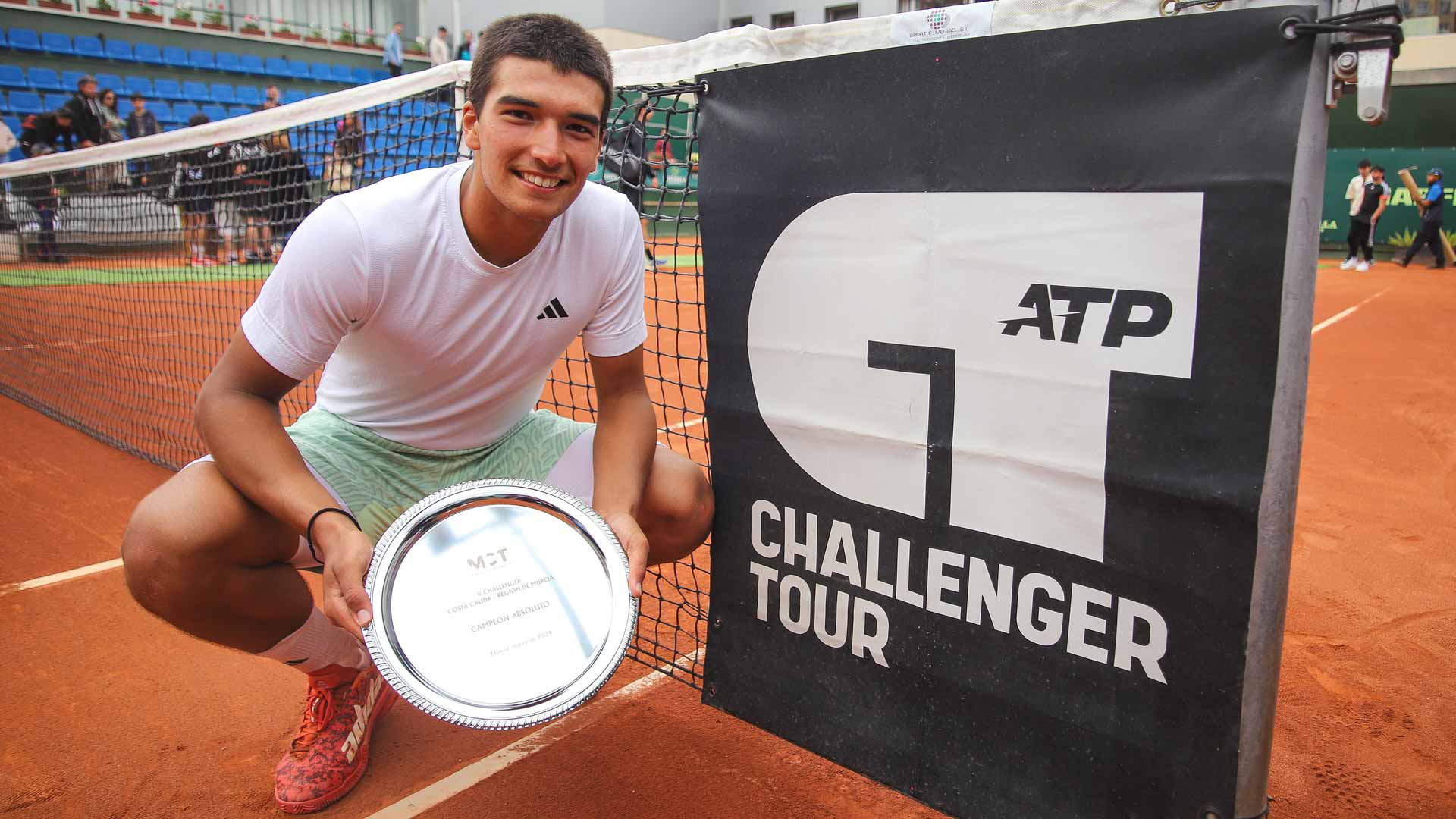 <a href='https://wwwx.atptour.com/en/players/henrique-rocha/r0go/overview'>Henrique Rocha</a> is crowned champion at the Murcia Challenger.