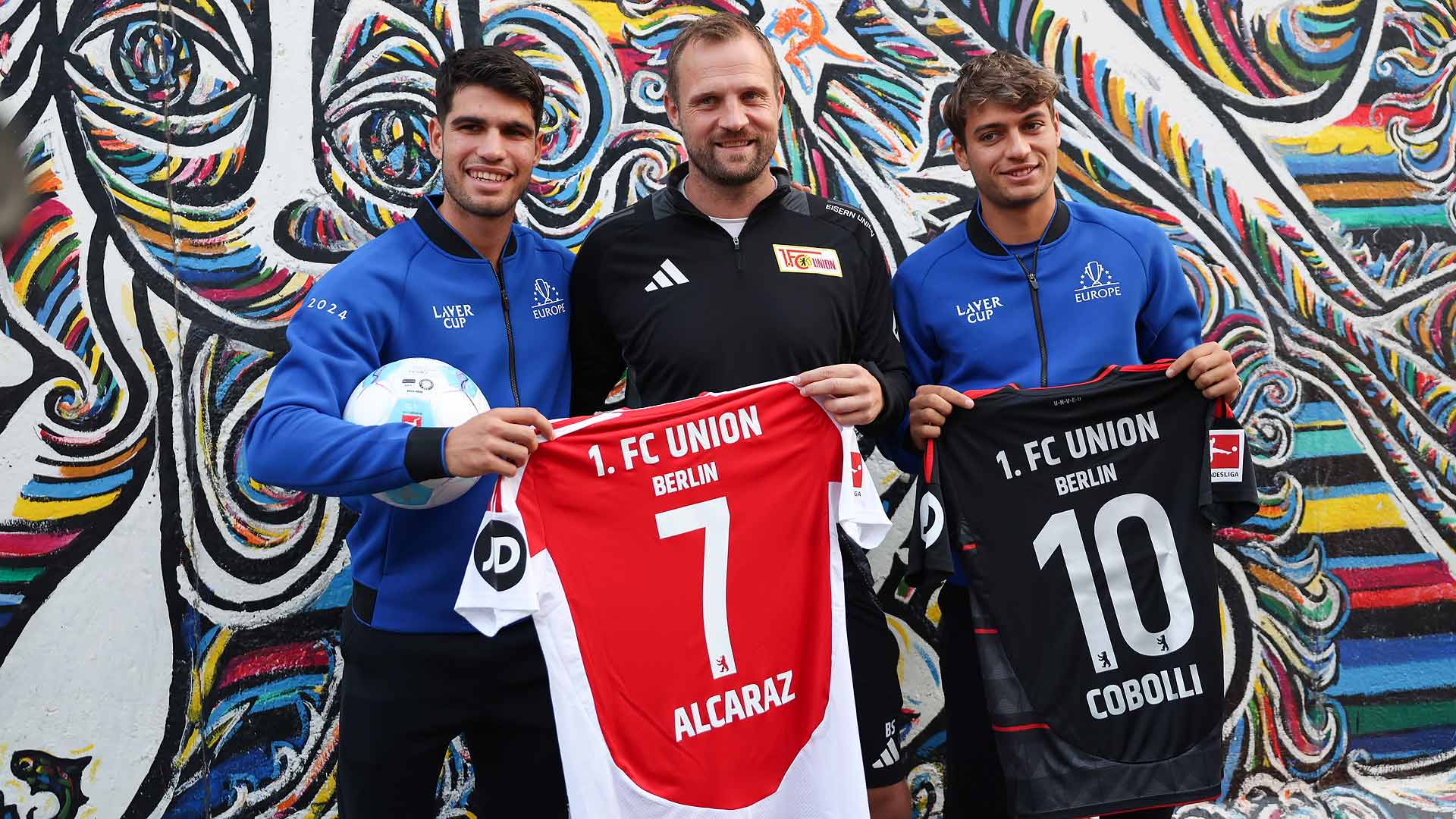 Alcaraz, Cobolli show off football skills to Bundesliga coaches in Berlin