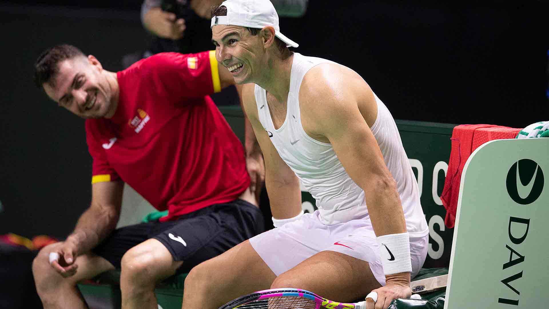 Rafael Nadal durante un entrenamiento en las Finales de la Copa Davis.