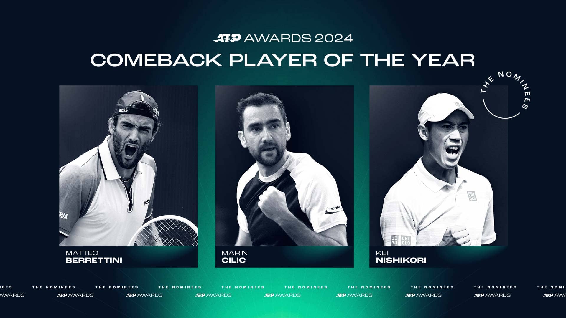 Berrettini, Cilic, Nishikori nominados a Regreso del año en 2024