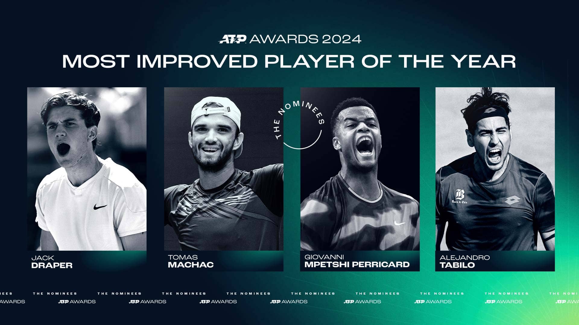 Draper, Machac, Mpetshi Perricard y Tabilo van por el Jugador de Mayor Progreso 2024 en los Premios ATP