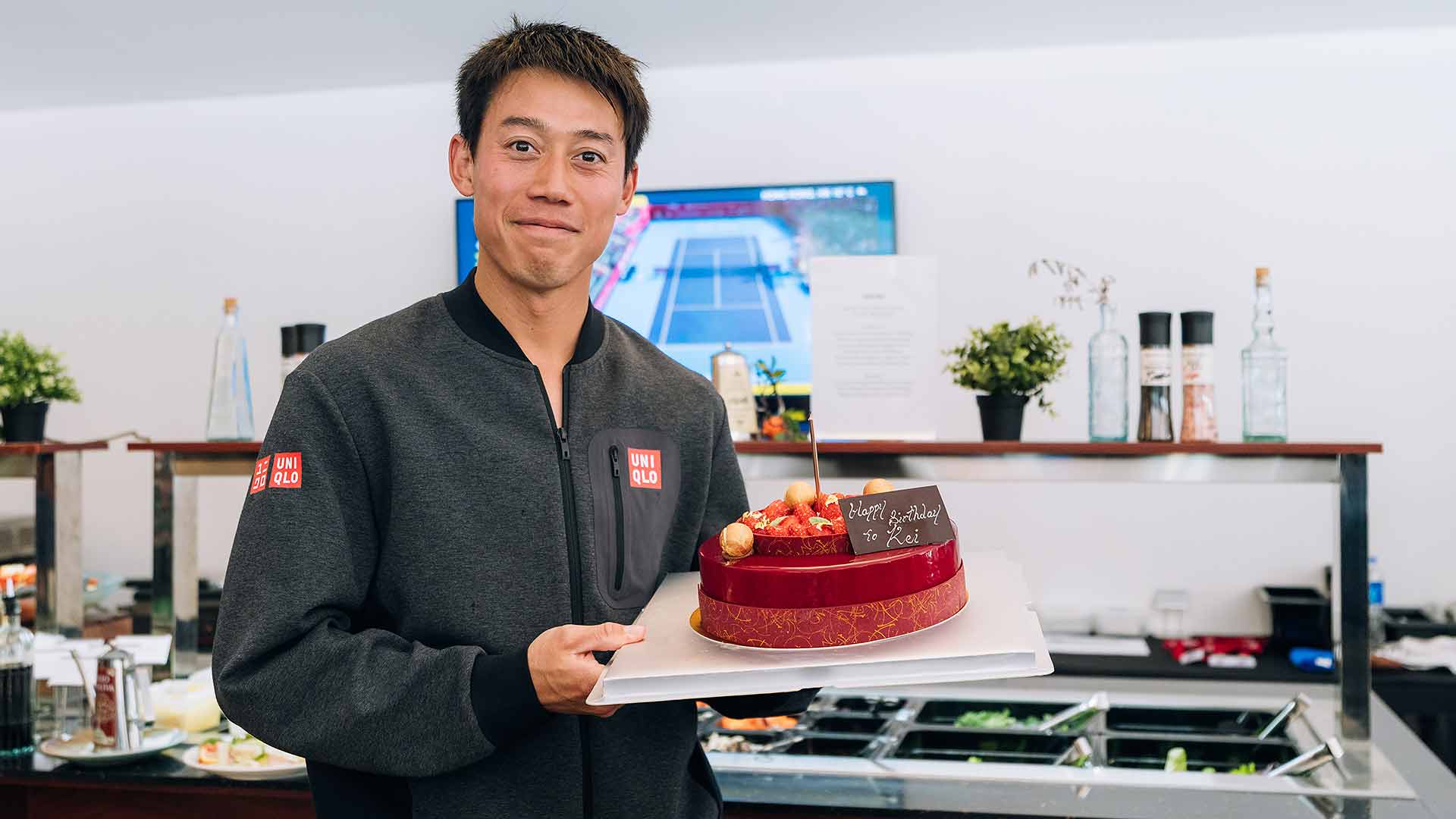 Kei Nishikori celebrates his 35th birthday in Hong Kong.